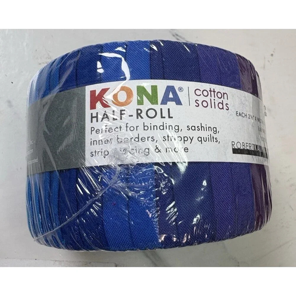 Kona Cotton Solids Half Roll Peacock Purple Aqua Blue 2.5
